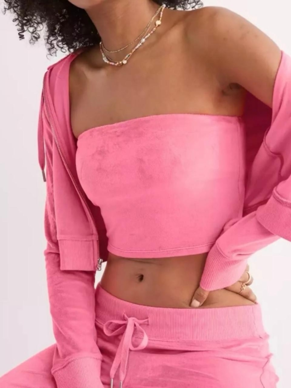 NWOT aerie Hot Pink Velvet Strapless Bandeau